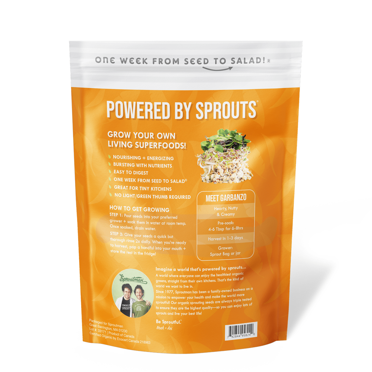 Organic Garbanzo Bean Sprouting Seed - Sproutman