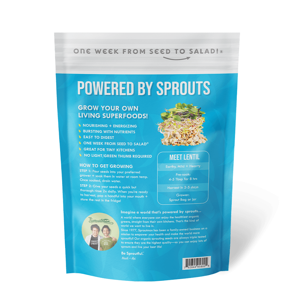 Organic Lentil Sprouting Seed - Sproutman