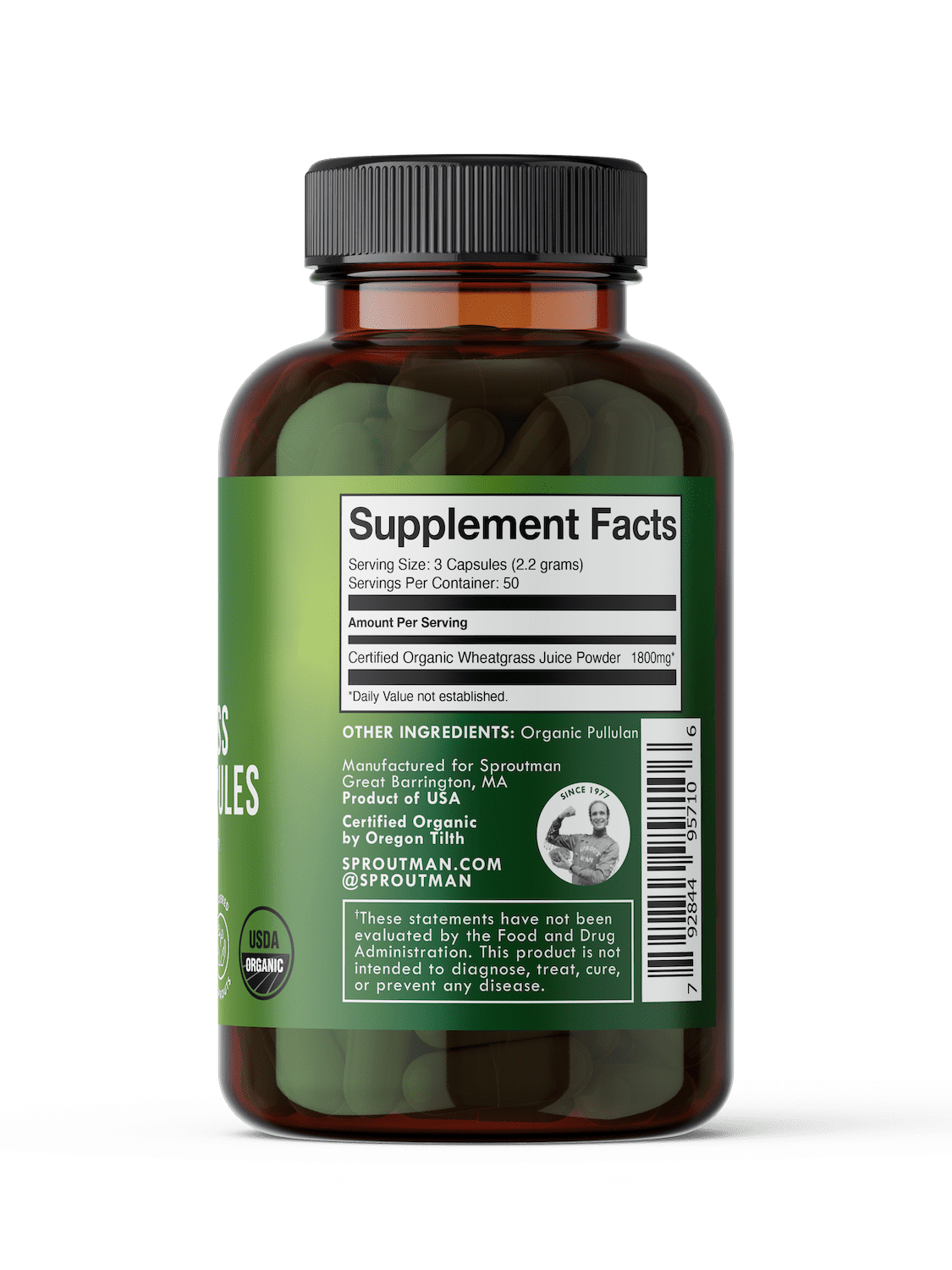 Sproutman's Wheatgrass Juice Capsules - Sproutman